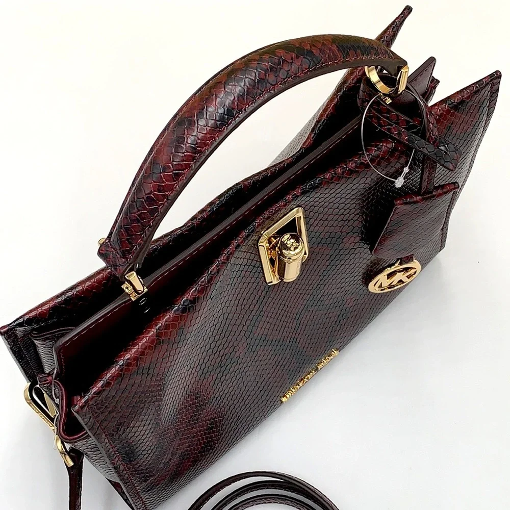 MICHAEL KORS PENELOPE MEDIUM TOP HANDLE SATCHEL MERLOT MULTI COLOR - Picture 8 of 16